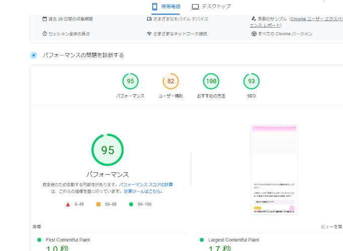 mixhostにしてPageSpeed Insights計測