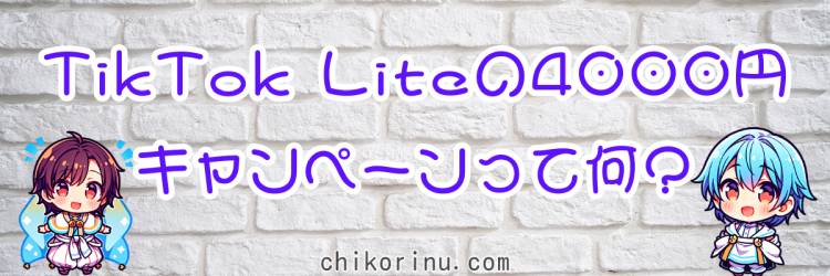 TikTok Liteの4000円キャンペーンって何？