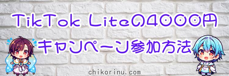 TikTok Liteの4000円キャンペーン参加方法